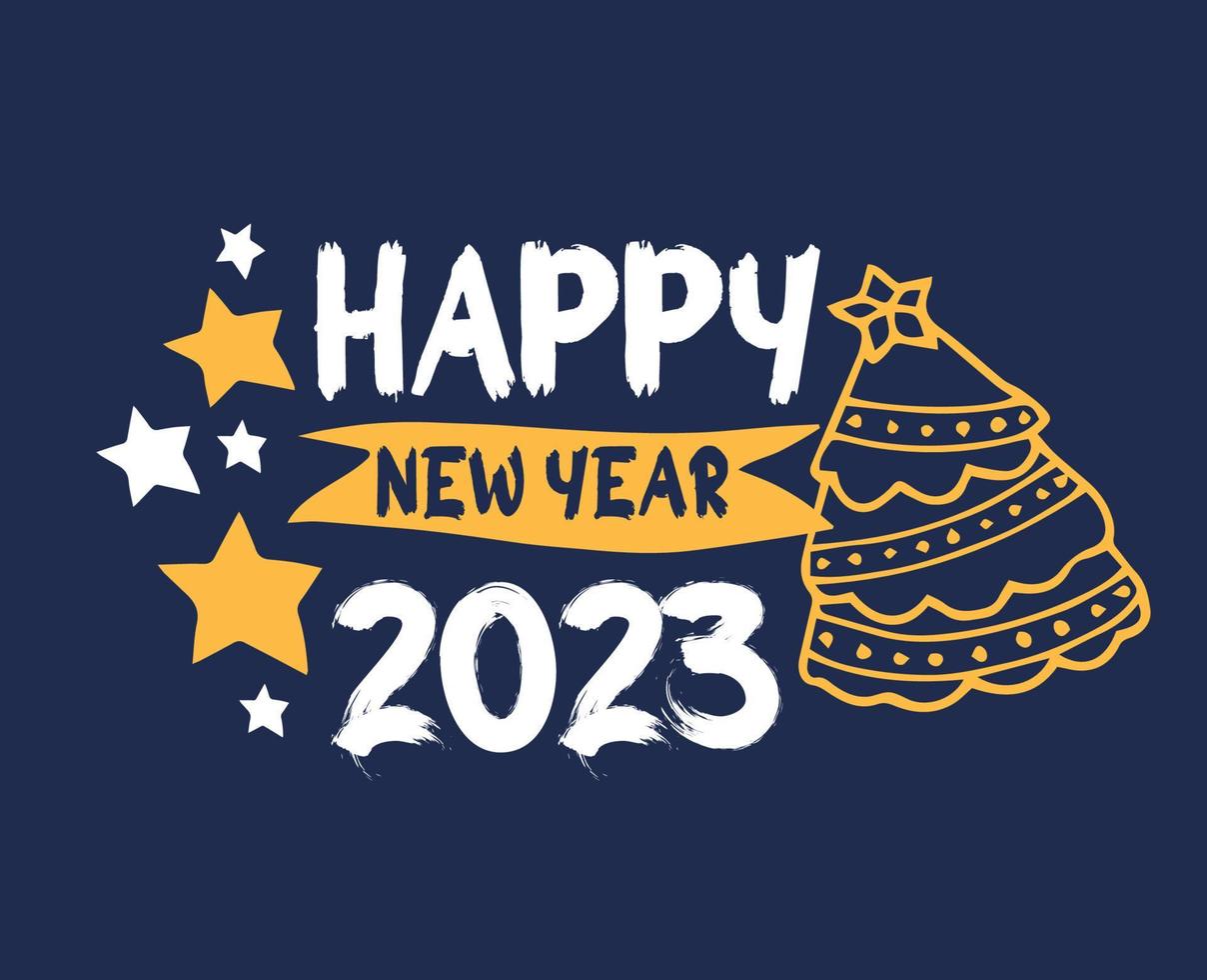 2023 Happy New Year Holiday Abstract Vector Illustration Design Yellow And White With Blue Background