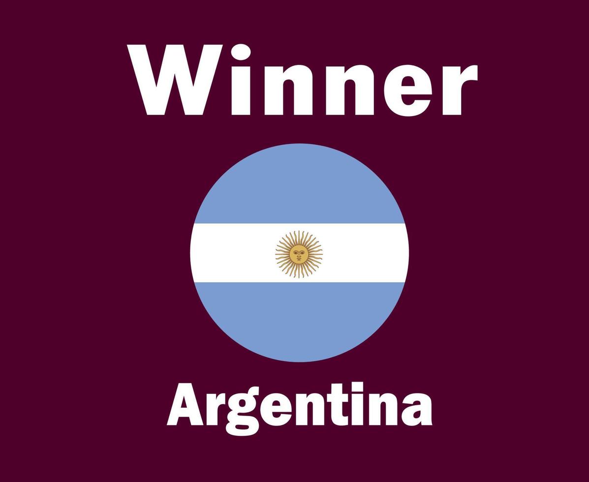 ganador de la bandera argentina con nombres diseño de símbolo de fútbol final vector de américa latina ilustración de equipos de fútbol de países latinoamericanos