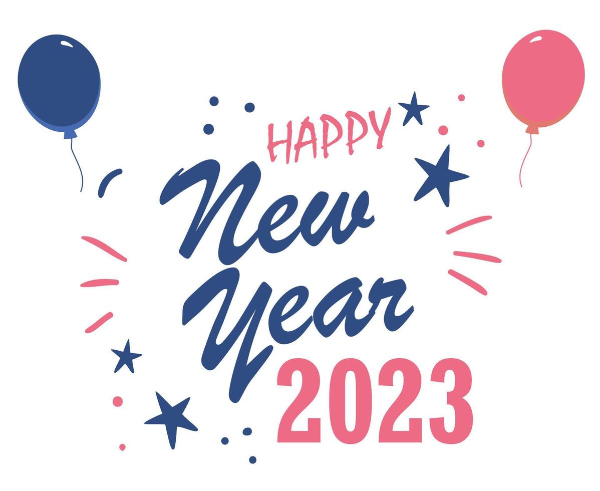 Happy New Year 2023 Abstract Holiday Vector Illustration Design Pink And Blue With White Background