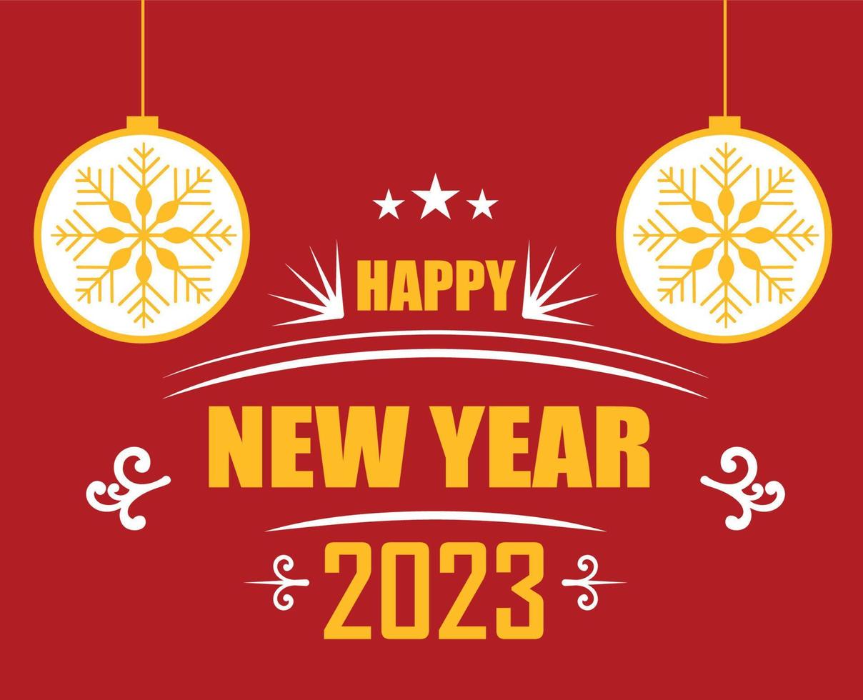 2023 Happy New Year Holiday Abstract Design Vector Illustration Yellow And White With Red Background