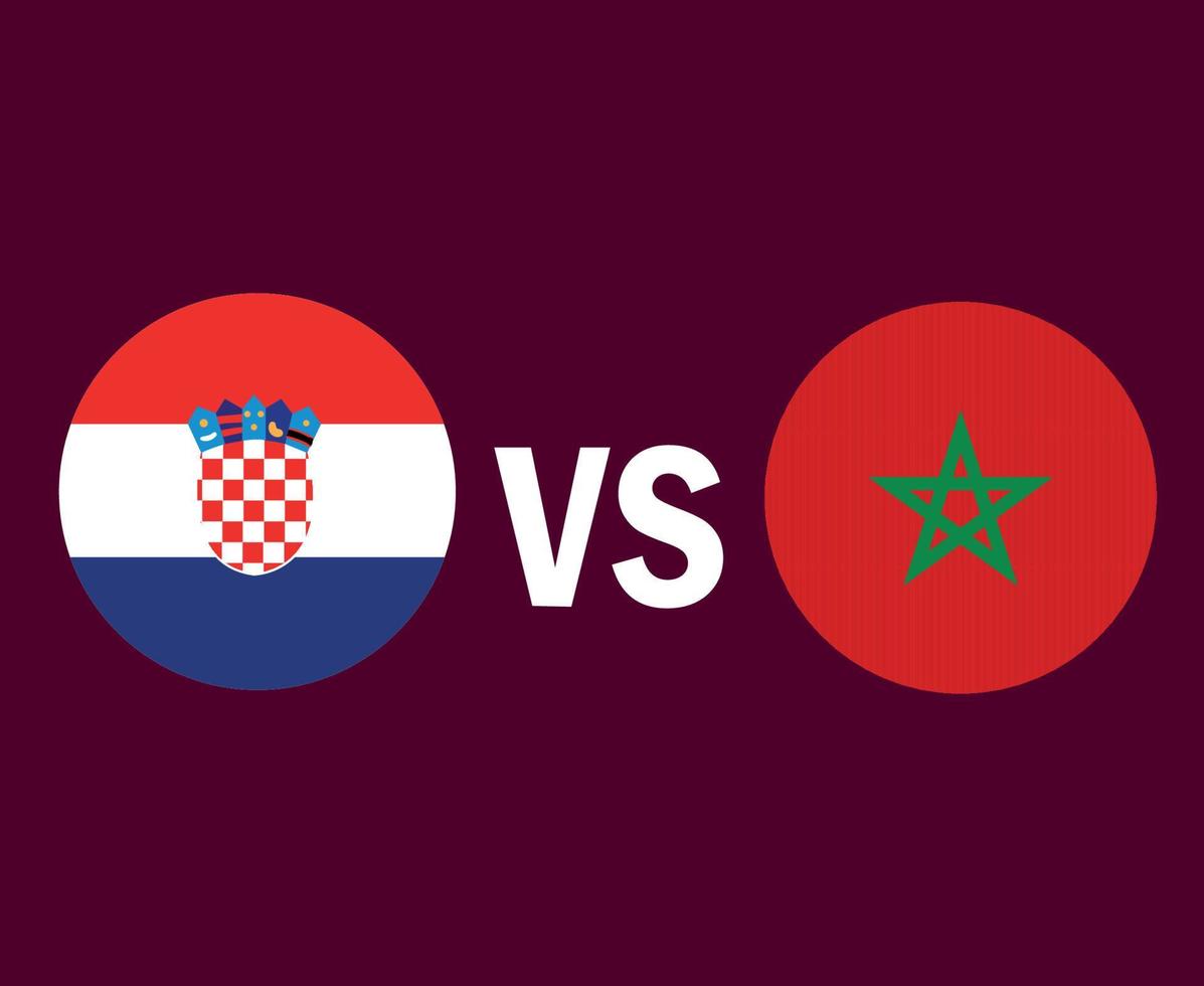 Croatia And Morocco Flag Symbol Design Europe And Africa football Final Vector European And African Countries Football Teams Illustration