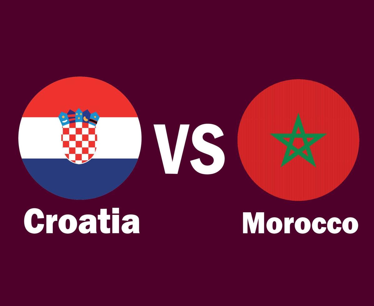 bandera de croacia y marruecos con diseño de símbolo de nombres vector final de fútbol de europa y áfrica ilustración de equipos de fútbol de países europeos y africanos