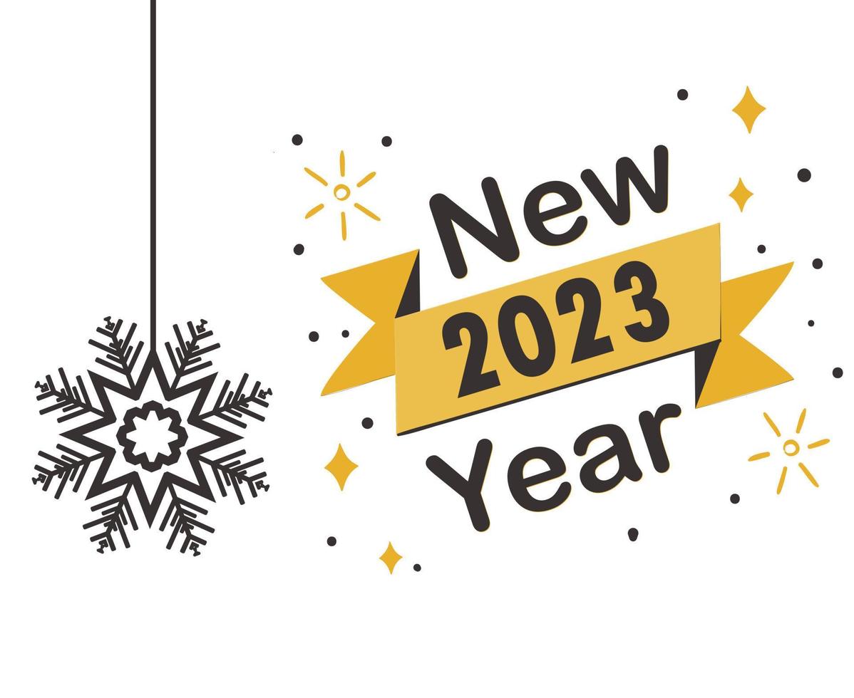 feliz año nuevo 2023 vacaciones resumen vector ilustración diseño marrón y amarillo con fondo blanco