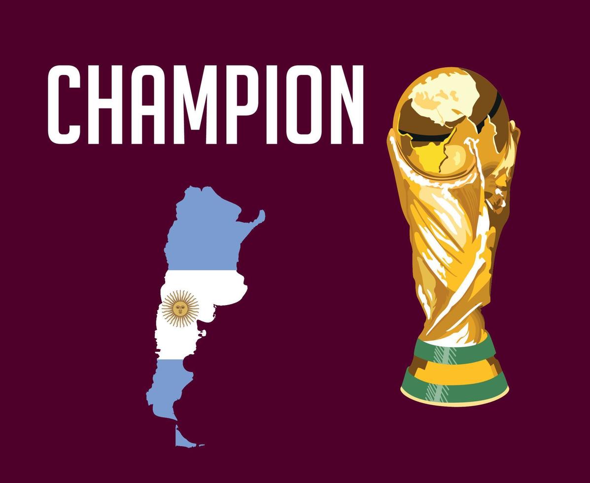 argentina mapa bandera campeón con trofeo copa del mundo final fútbol símbolo diseño latinoamérica vector países latinoamericanos equipos de fútbol ilustración