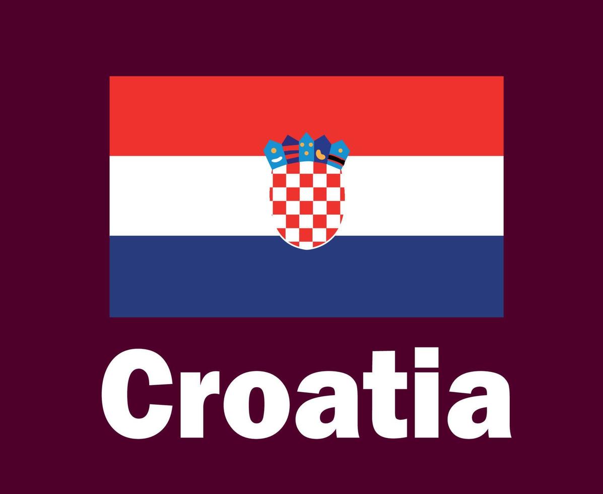 emblema de la bandera de croacia con diseño de símbolo de nombres vector final de fútbol de europa ilustración de equipos de fútbol de países europeos