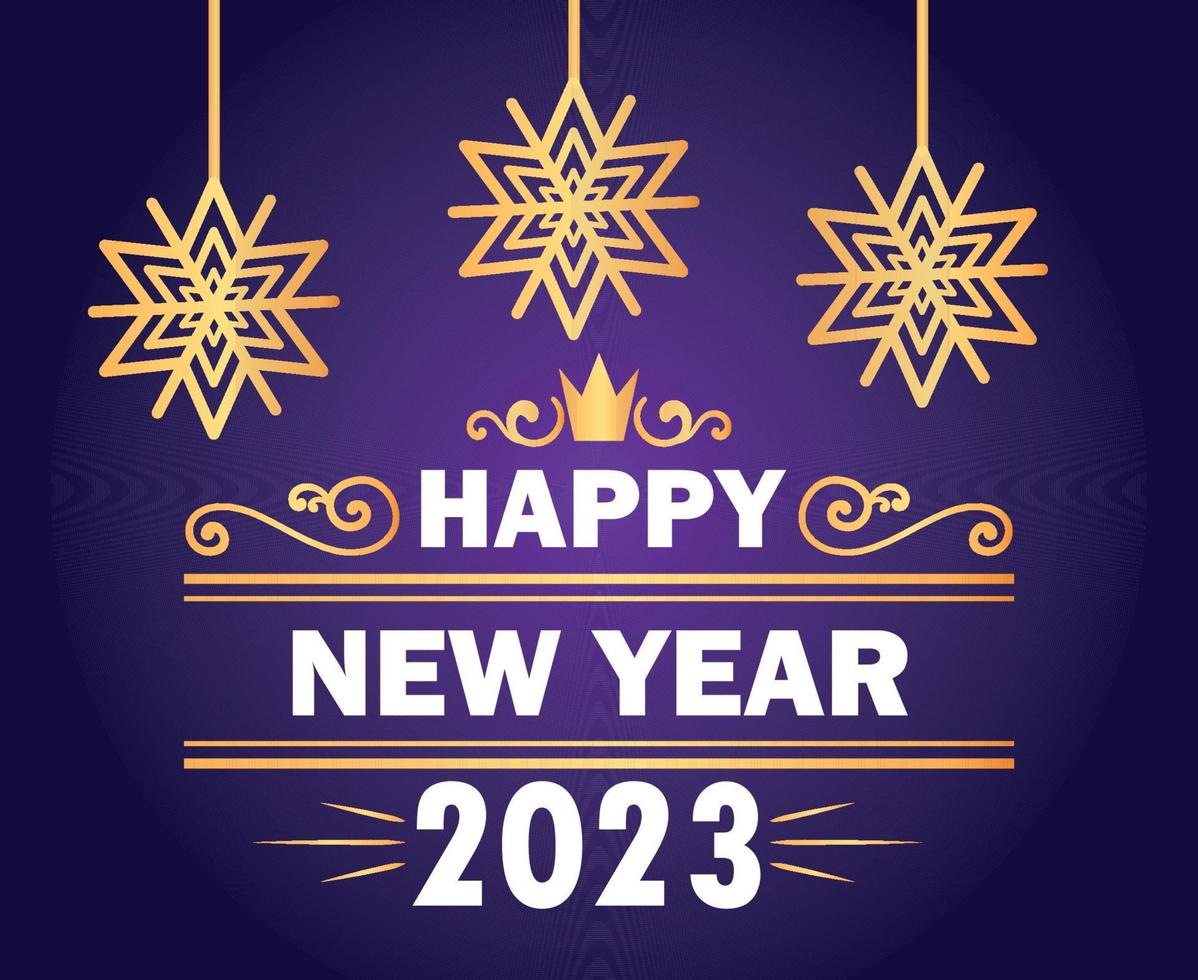 2023 Happy New Year Holiday Abstract Vector Illustration Design Gold And White With Purple Background