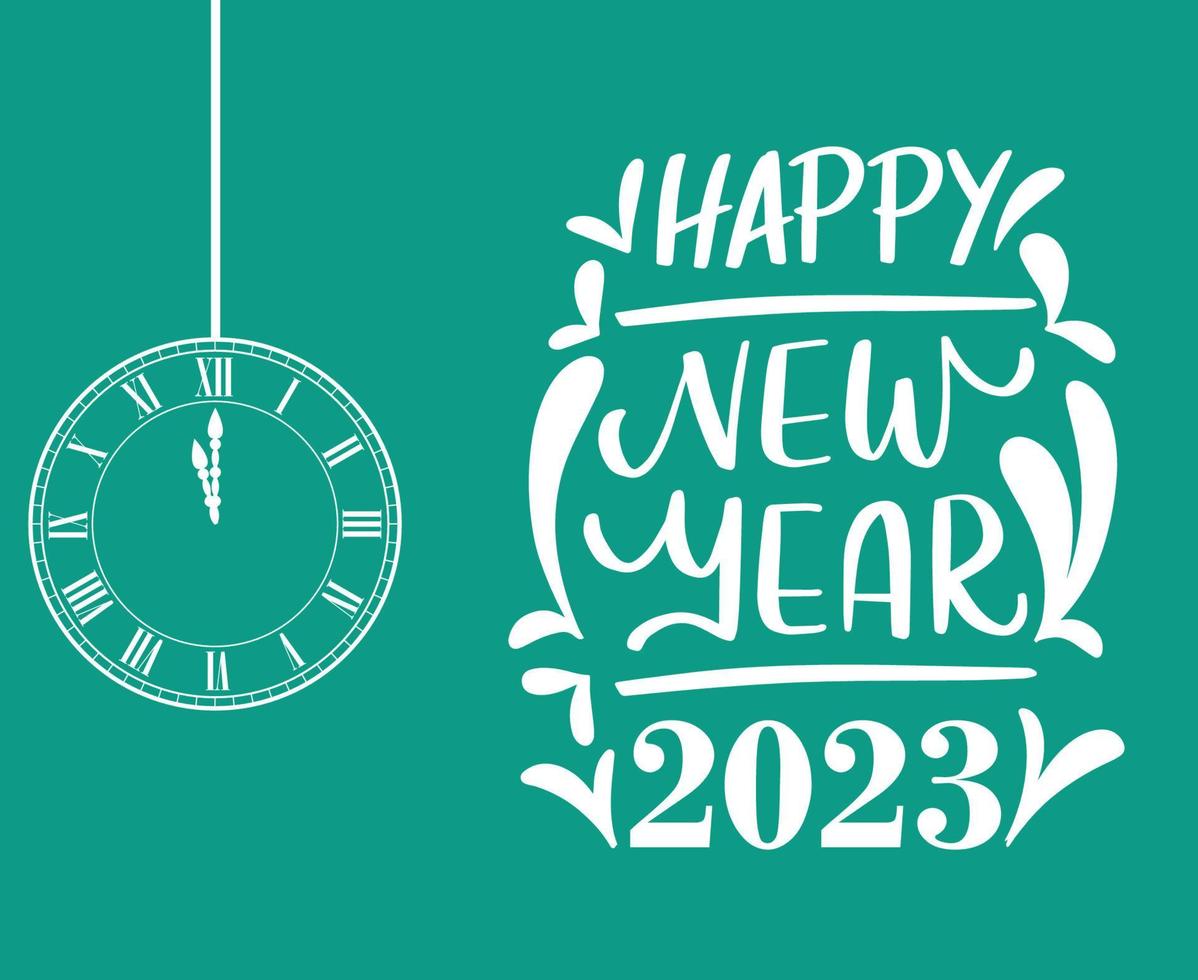 Happy New Year 2023 Holiday Abstract Vector Illustration Design White With Green Background