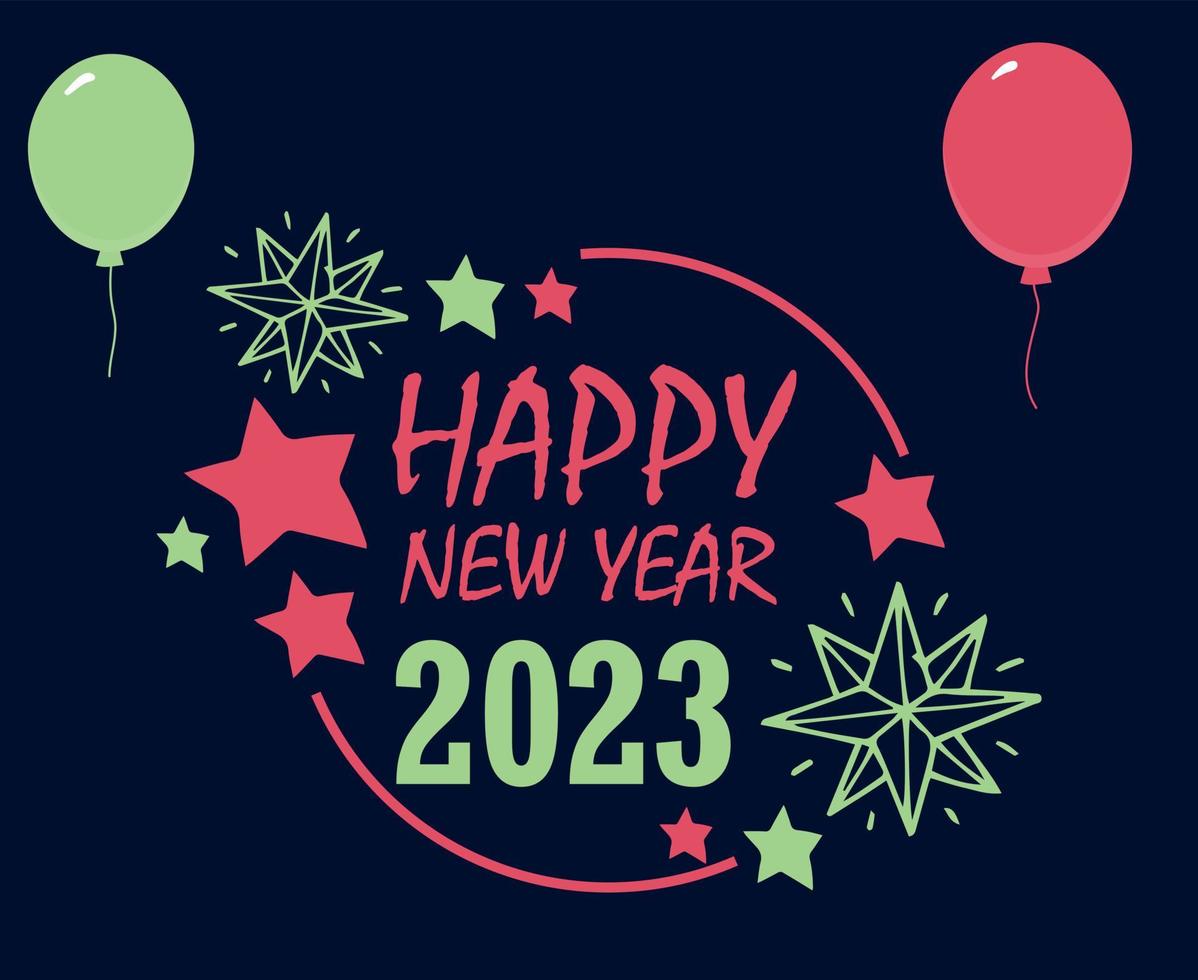 Happy New Year 2023 Holiday Abstract Vector Illustration Design Green And Pink With Blue Background