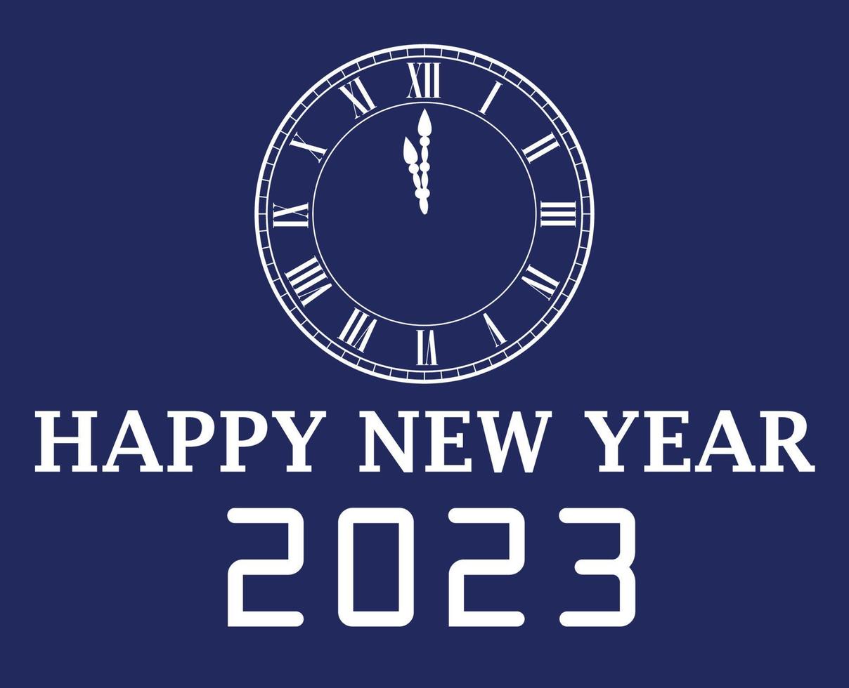 feliz año nuevo 2023 vacaciones diseño abstracto ilustración vectorial blanco con fondo azul vector