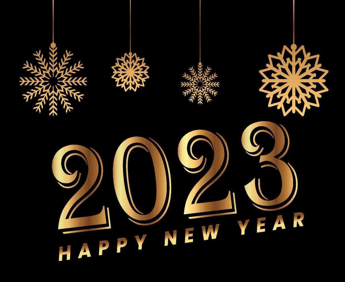 2023 Happy New Year Abstract Holiday Vector Illustration Design Gold With Black Background