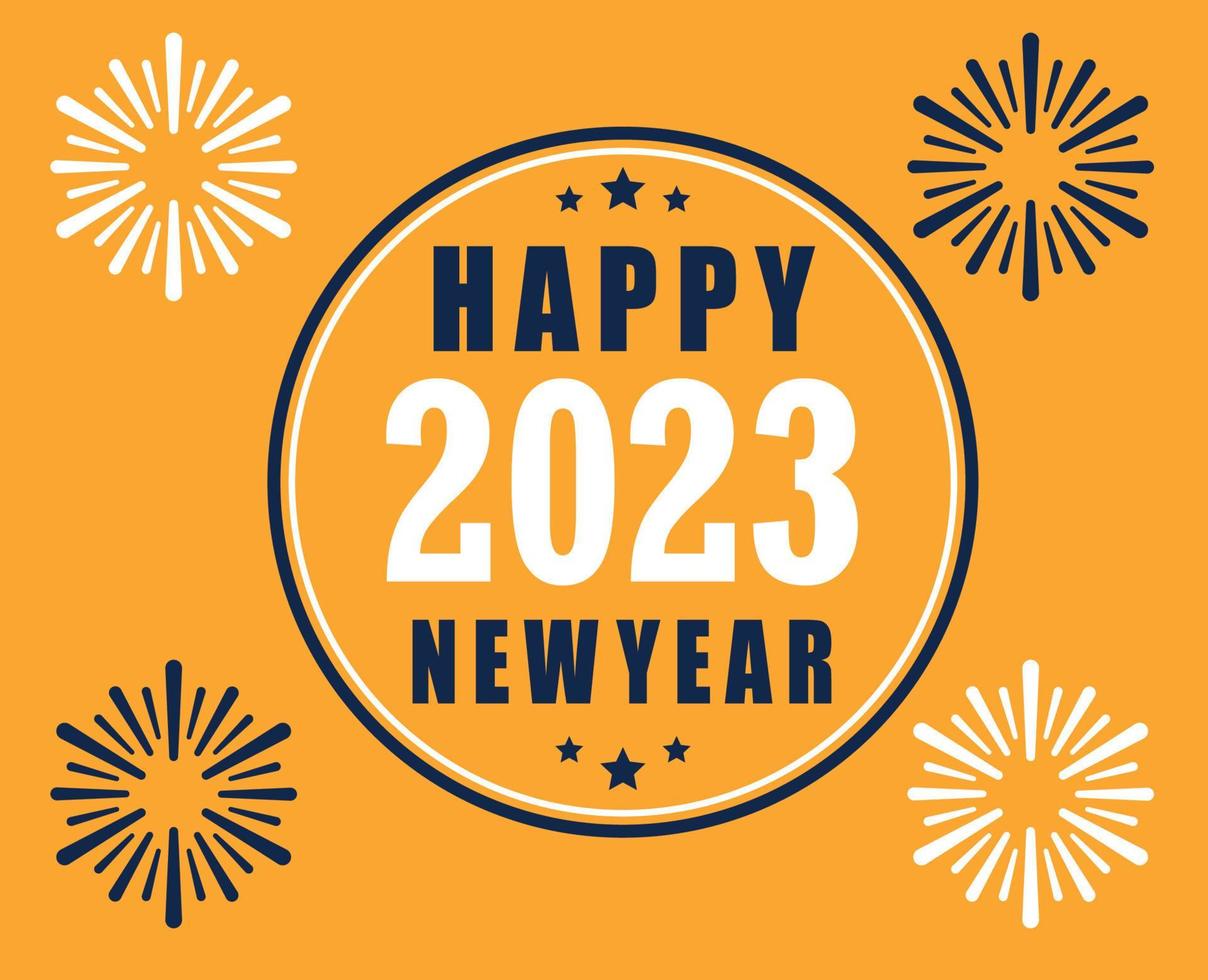 2023 Happy New Year Holiday Abstract Design Vector Illustration Blue And White With Yellow Background
