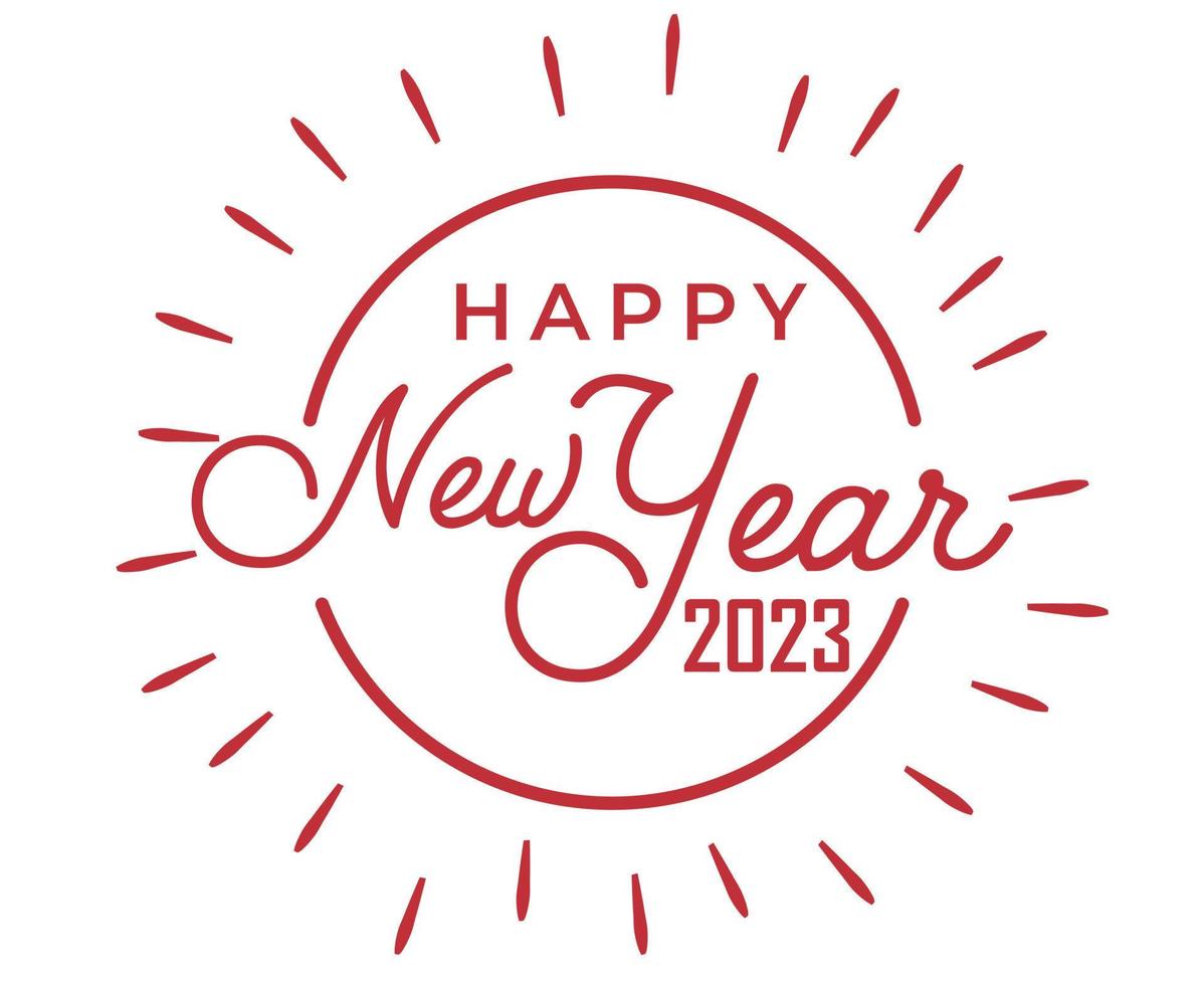 Happy New Year 2023 Abstract Holiday Vector Illustration Design Red With White Background