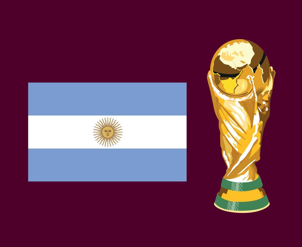 Argentina Flag Emblem With Trophy World Cup Final football Symbol Design Latin America Vector Latin American Countries Football Teams Illustration