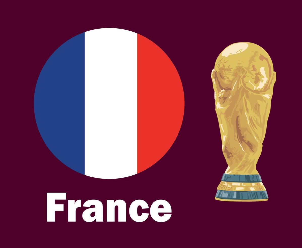 bandera de francia con el trofeo de la copa mundial diseño de símbolo de fútbol final américa latina y europa vector ilustración de equipos de fútbol de países latinoamericanos y europeos
