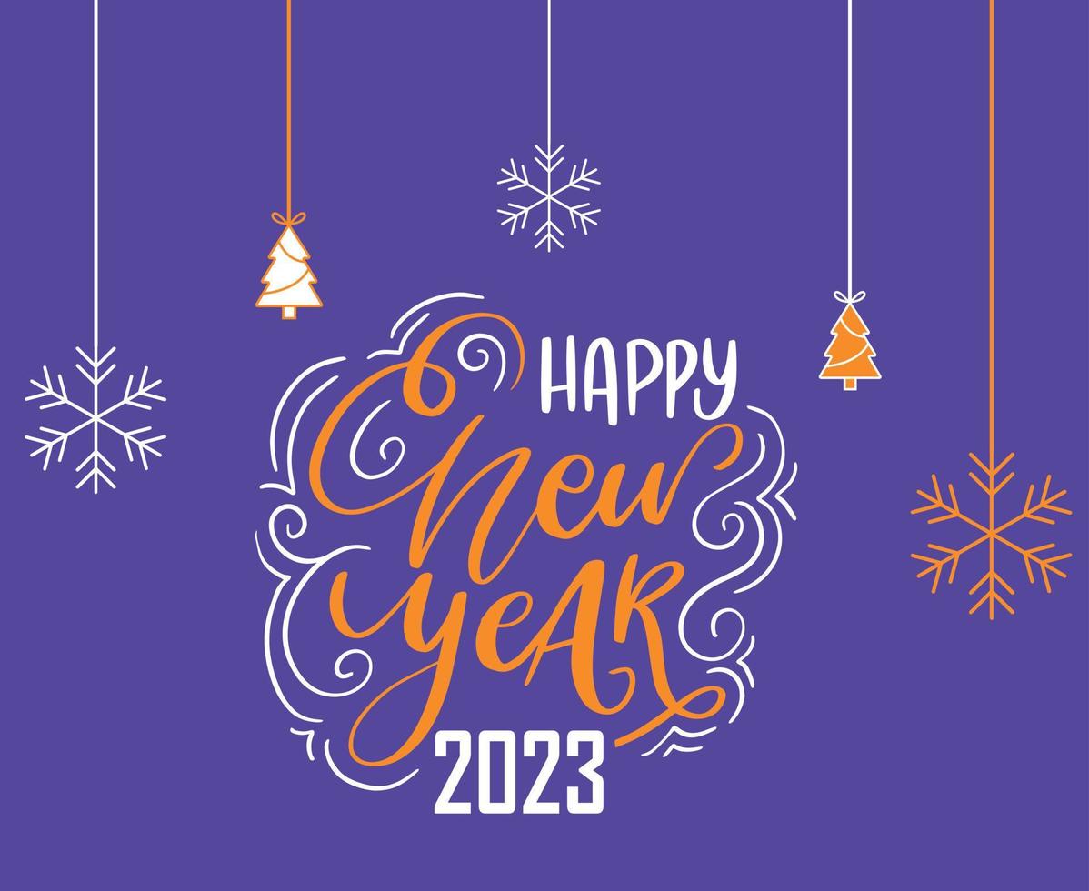 Happy New Year 2023 Holiday Abstract Vector Illustration Design White And Yellow With Purple Background