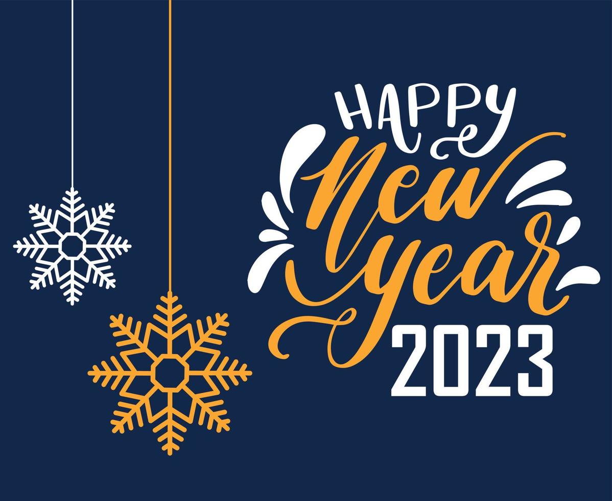 feliz año nuevo 2023 vacaciones resumen vector ilustración diseño naranja y blanco con fondo azul