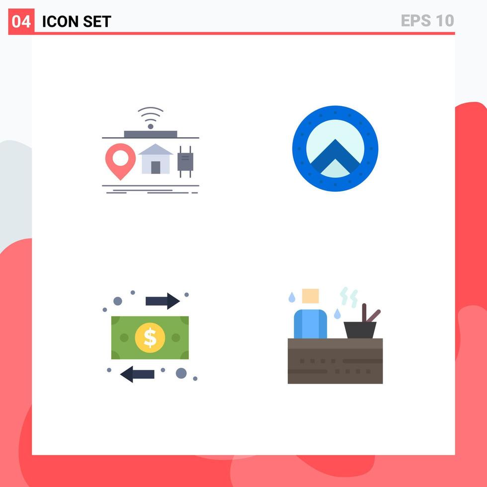 conjunto de 4 iconos modernos de la interfaz de usuario signos de símbolos para el negocio de iot de elementos de diseño de vectores editables de dinero de seguridad