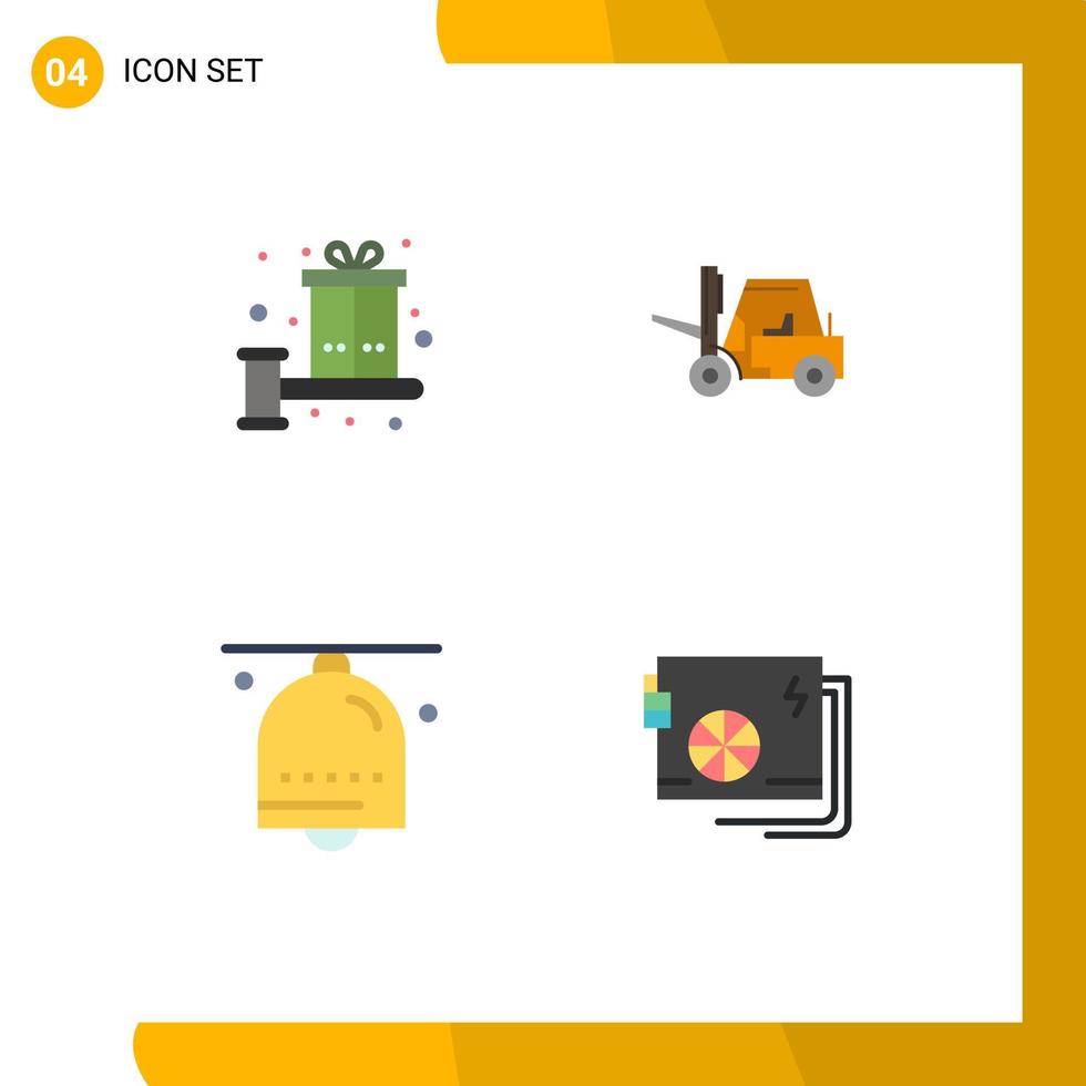 User Interface Pack of 4 Basic Flat Icons of balance alarm present lifting hand bell Editable Vector Design Elements