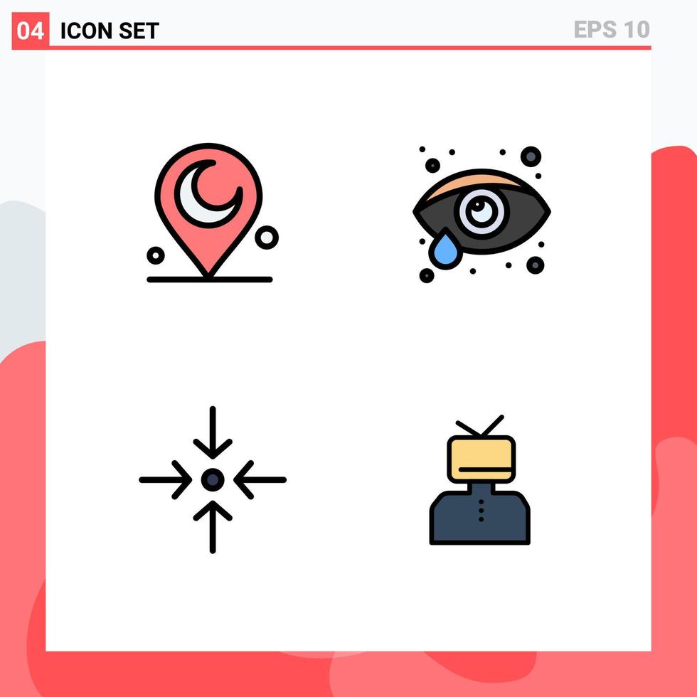 Universal Icon Symbols Group of 4 Modern Filledline Flat Colors of minaret affirmation eye care arrow esteem Editable Vector Design Elements