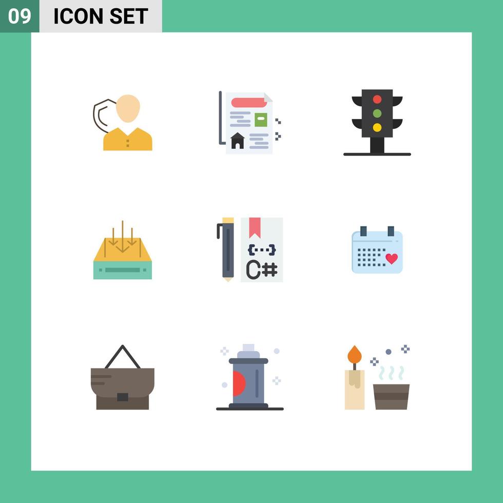 paquete de iconos de vector de stock de 9 signos y símbolos de línea para elementos de diseño de vector editables de transporte de correo de estado de caja de entrega