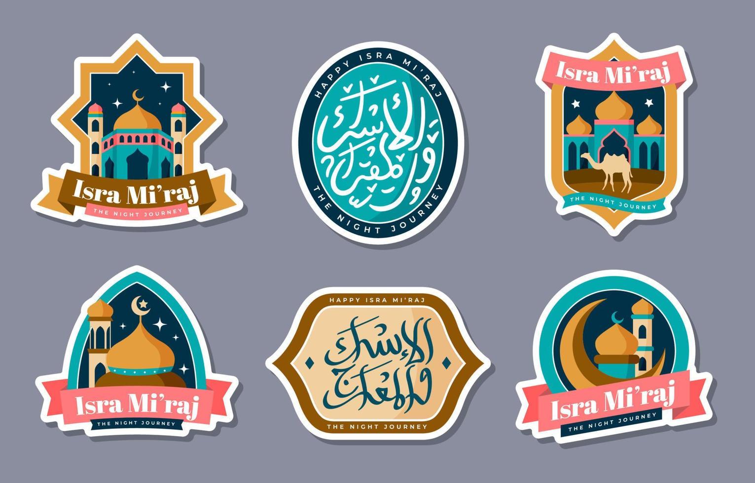 Isra Miraj Sticker Labels Set vector