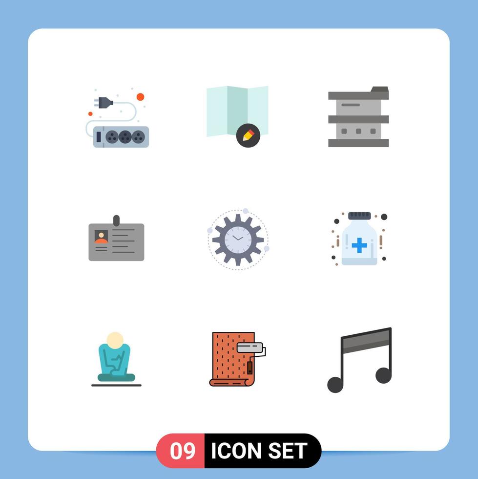 Modern Set of 9 Flat Colors and symbols such as efficiency identity hazardous id card corporate Editable Vector Design Elements