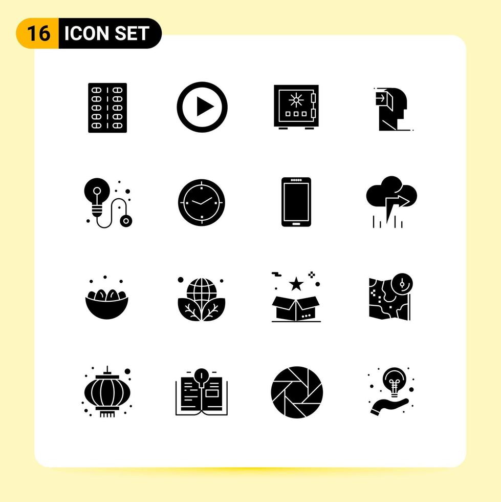 16 iconos creativos signos y símbolos modernos de la seguridad de la cerradura de la puerta interior elementos de diseño vectorial editables seguros vector