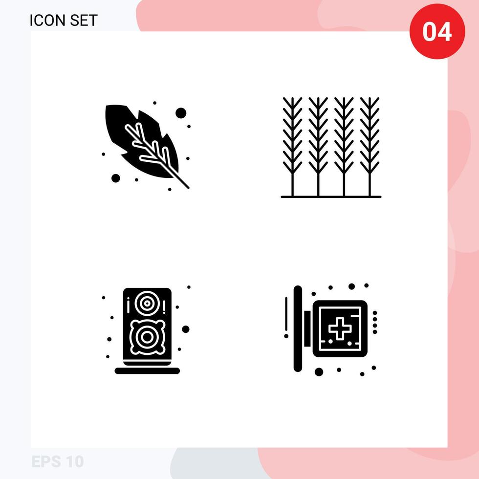 Mobile Interface Solid Glyph Set of Pictograms of calligraphy board cereal audio medical Editable Vector Design Elements