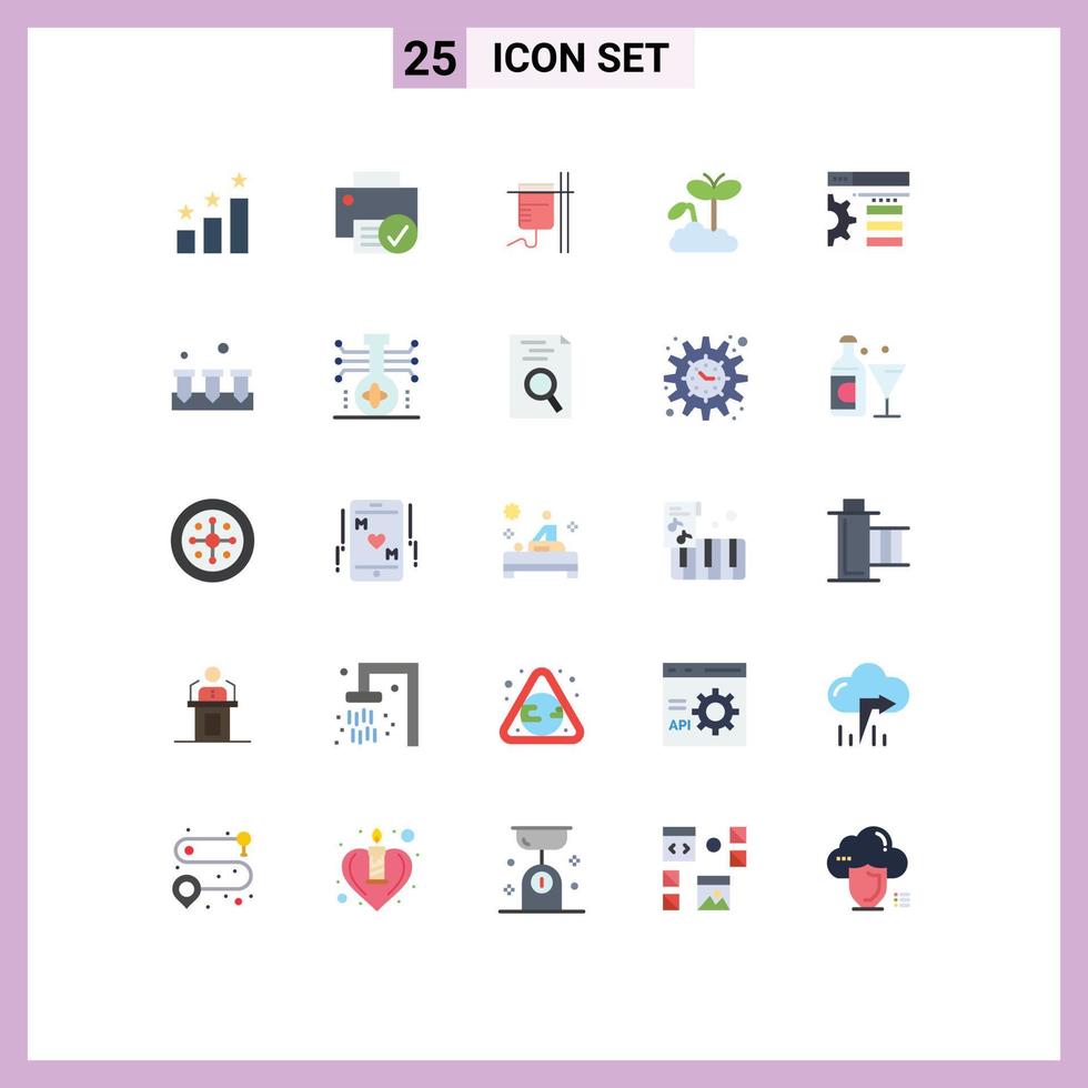 25 Universal Flat Colors Set for Web and Mobile Applications setting plant healthcare maturity growth Editable Vector Design Elements