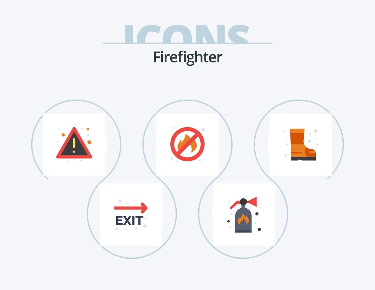 Firefighter Flat Icon Pack 5 Icon Design. . fire. fire. boots. no vector