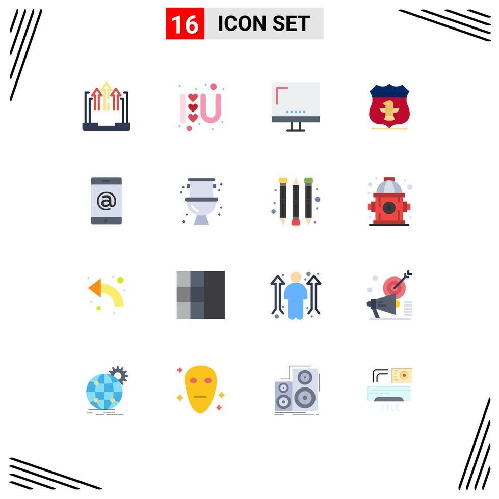 User Interface Pack of 16 Basic Flat Colors of security usa love sign sheild imac Editable Pack of Creative Vector Design Elements