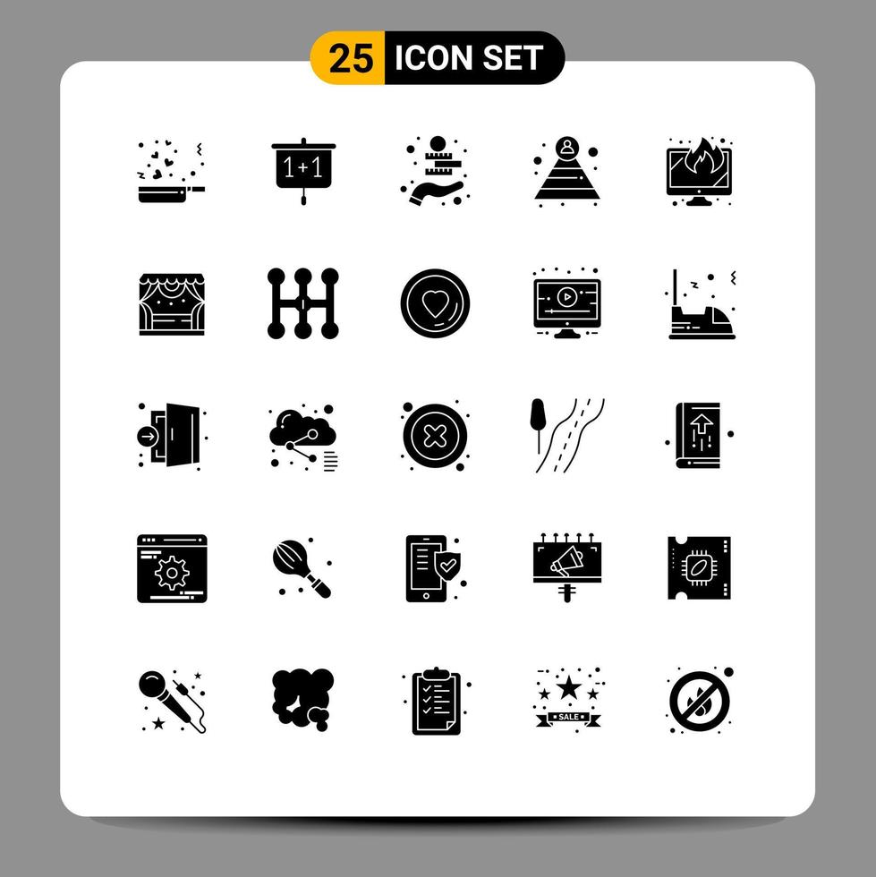Pictogram Set of 25 Simple Solid Glyphs of lost display investment structure career Editable Vector Design Elements