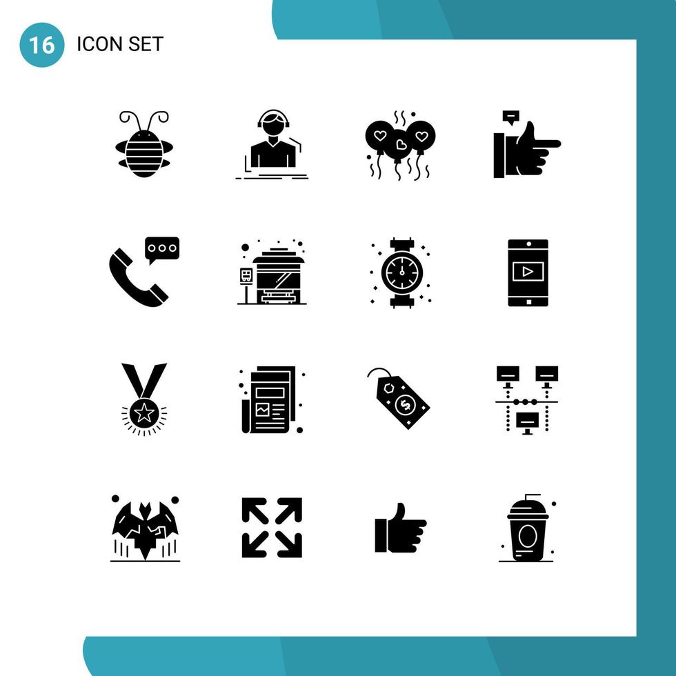 16 Creative Icons Modern Signs and Symbols of call like meloman bubble heart Editable Vector Design Elements
