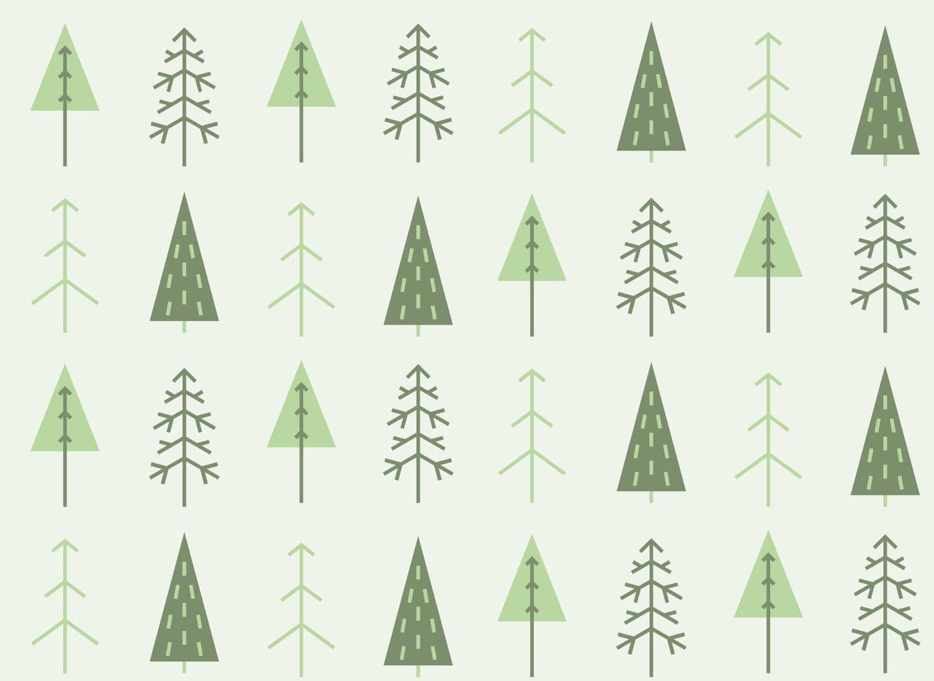 Seamless pattern with different simple spruces. vector