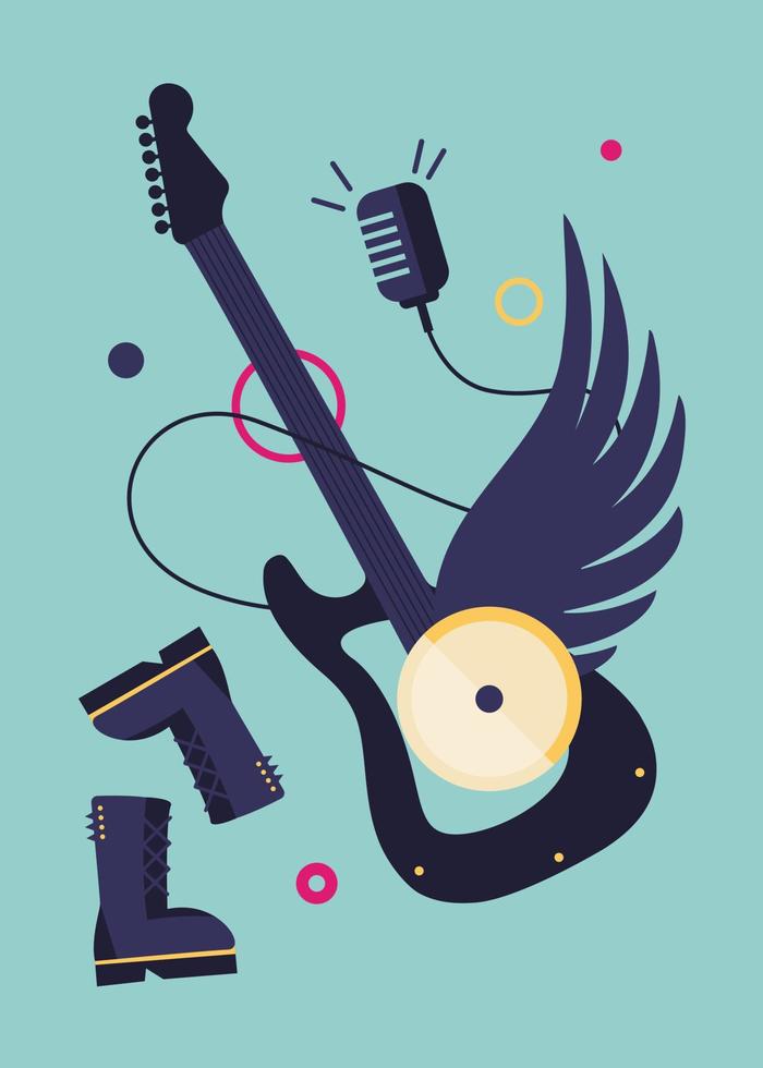 Poster with electric guitar. vector