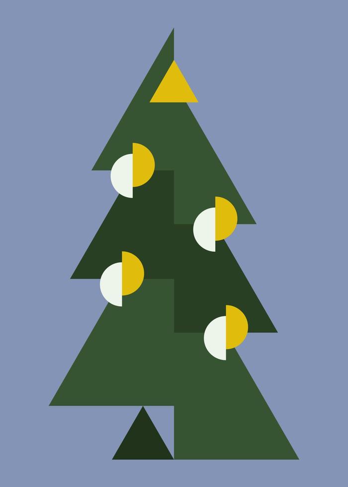 Abstract postcard with decorated Christmas tree. vector