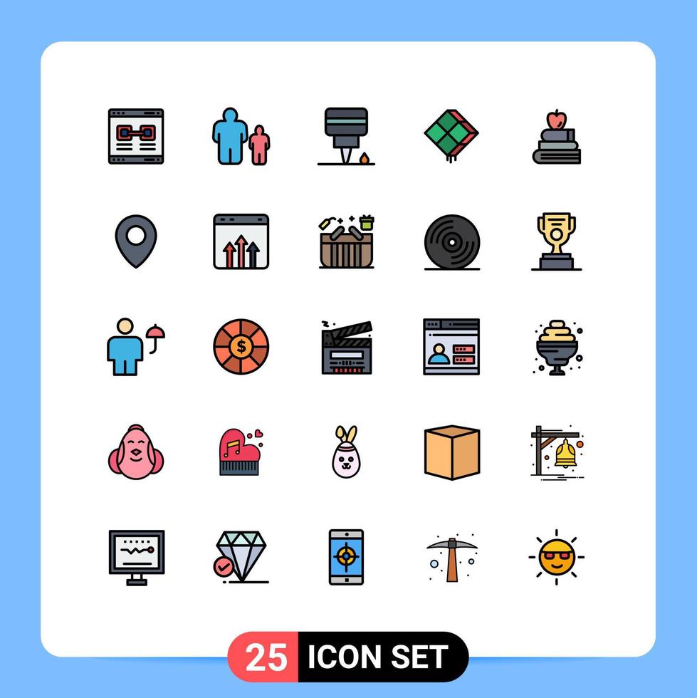 Pictogram Set of 25 Simple Filled line Flat Colors of apple ramadhan parental control hanging decoration Editable Vector Design Elements