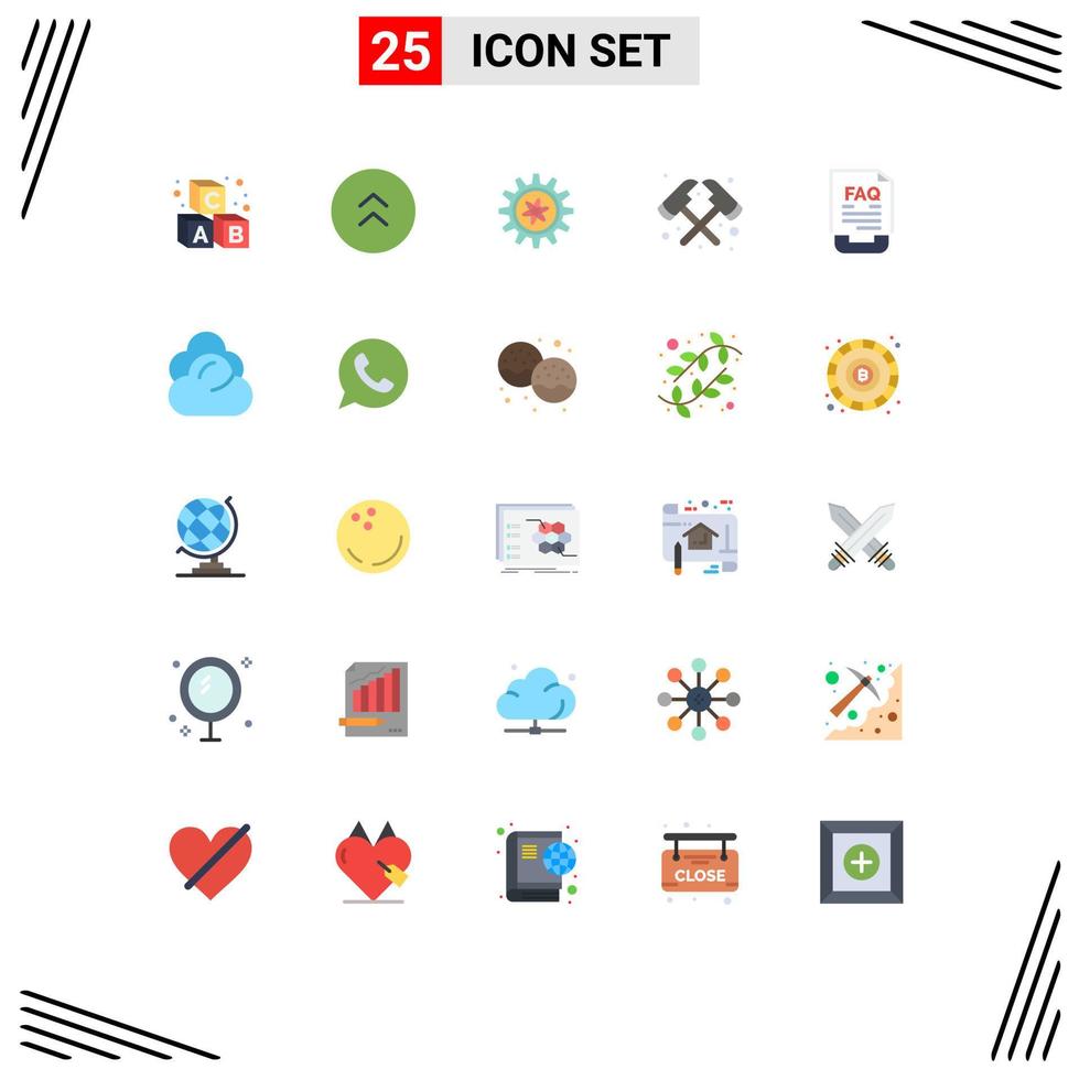 Modern Set of 25 Flat Colors and symbols such as document communication experiment firefighter axe Editable Vector Design Elements