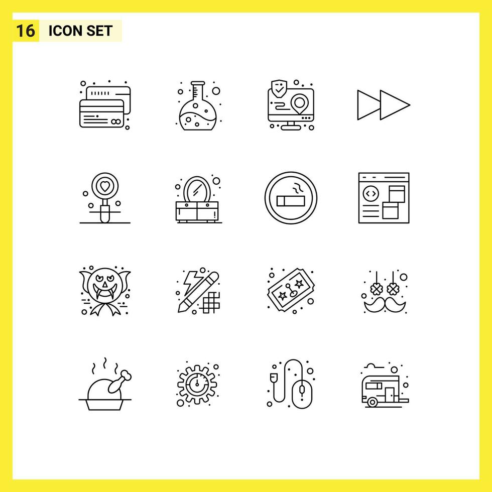 16 Outline concept for Websites Mobile and Apps search heart app date forward Editable Vector Design Elements