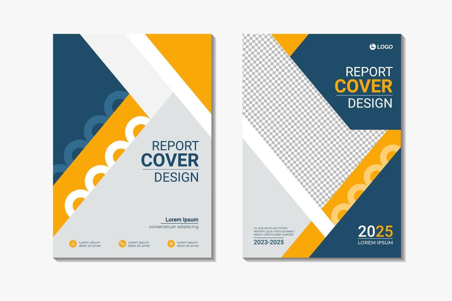 Flat Orange and Dark Teal Business Annual Report Design Template vector