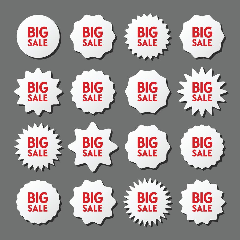 set of white big sale label banners vector