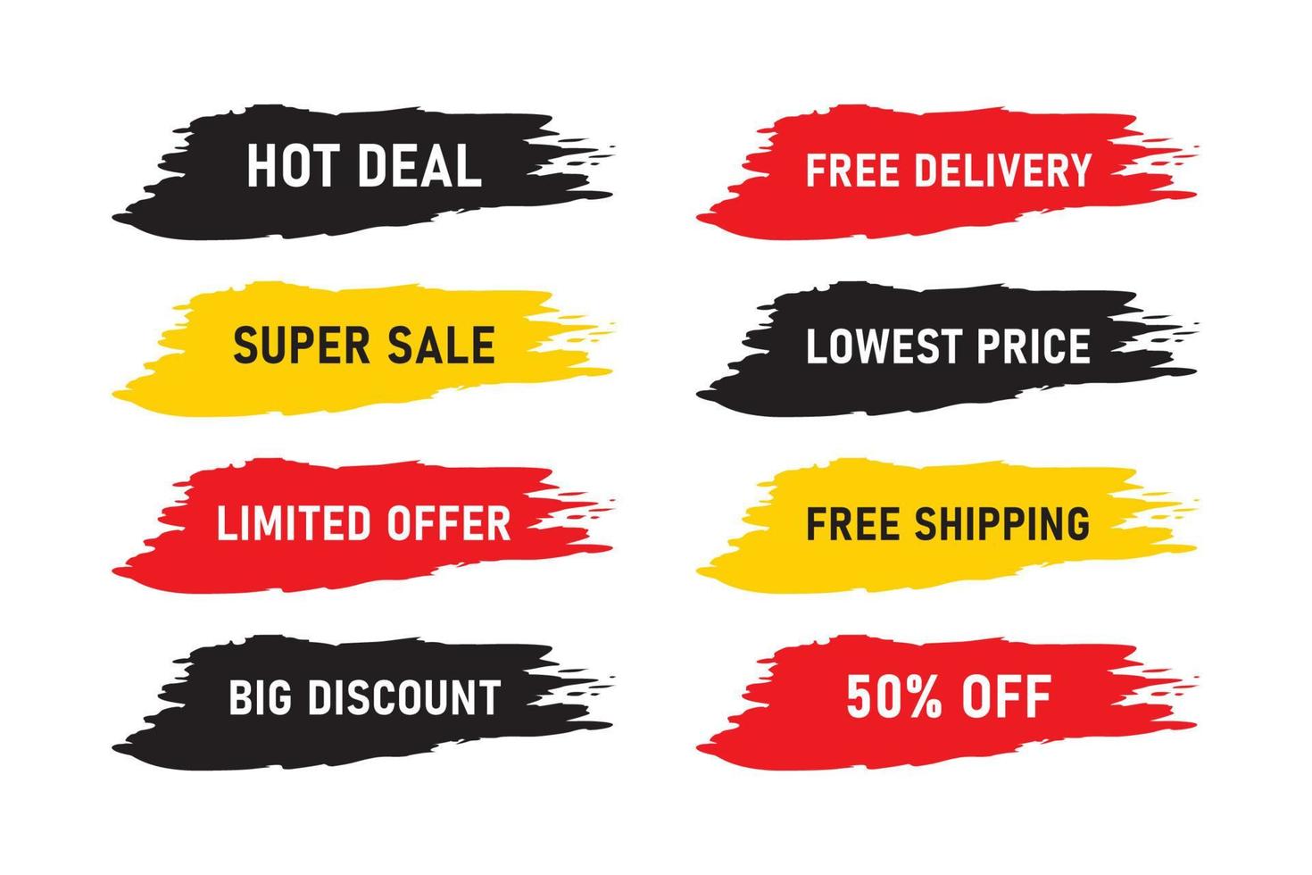 set of brush style sale banners vector design