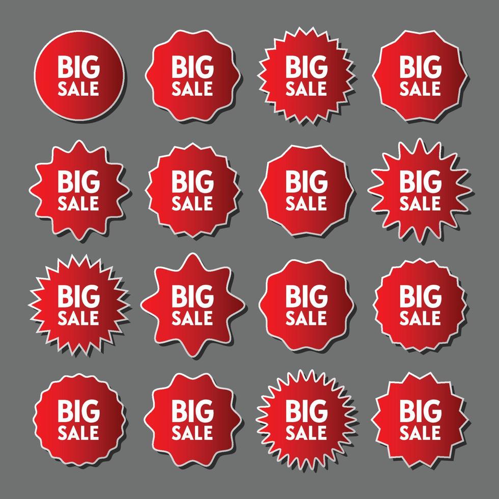 set of red round abstract shapes sale label badges vector