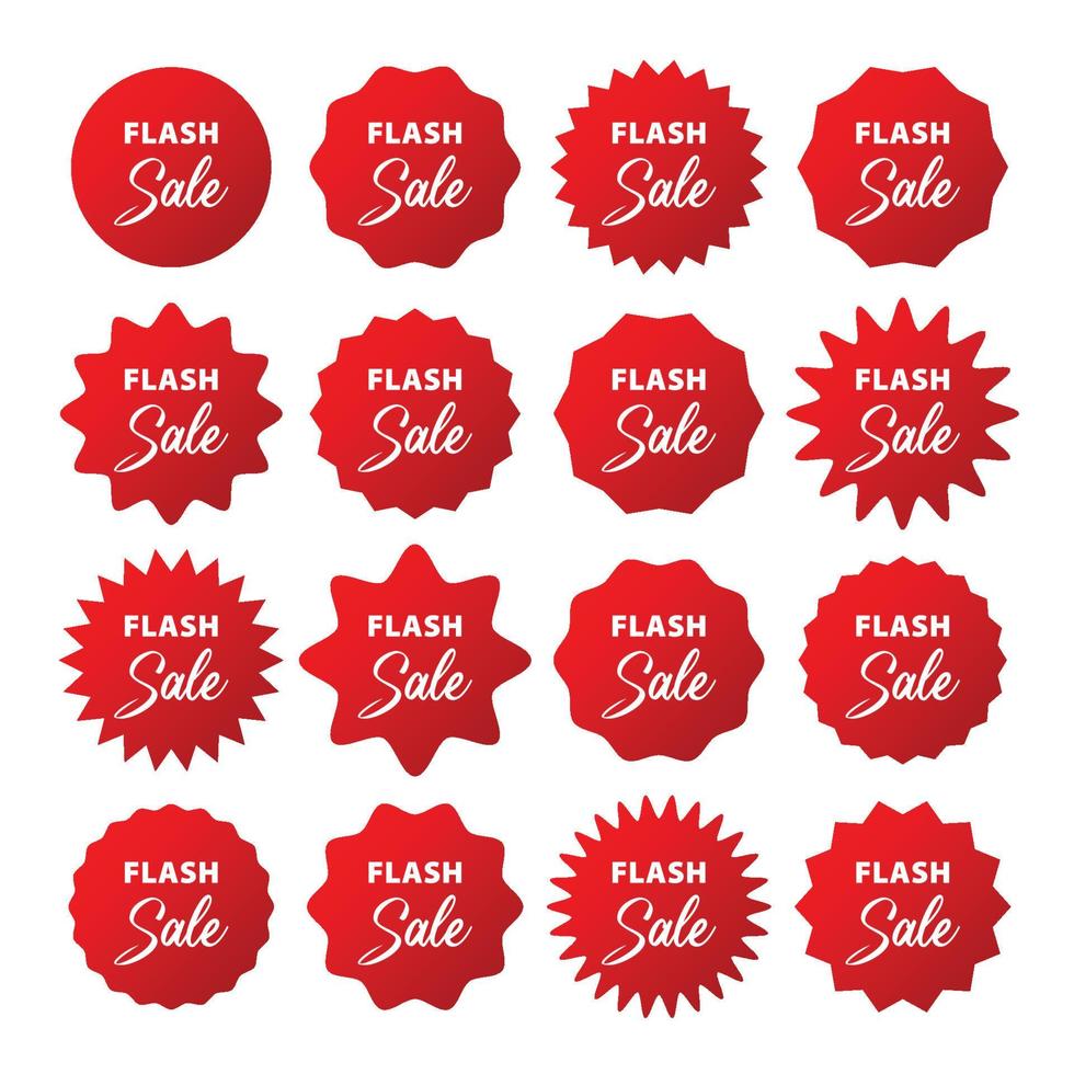 set of gradient red flash sale label banners vector