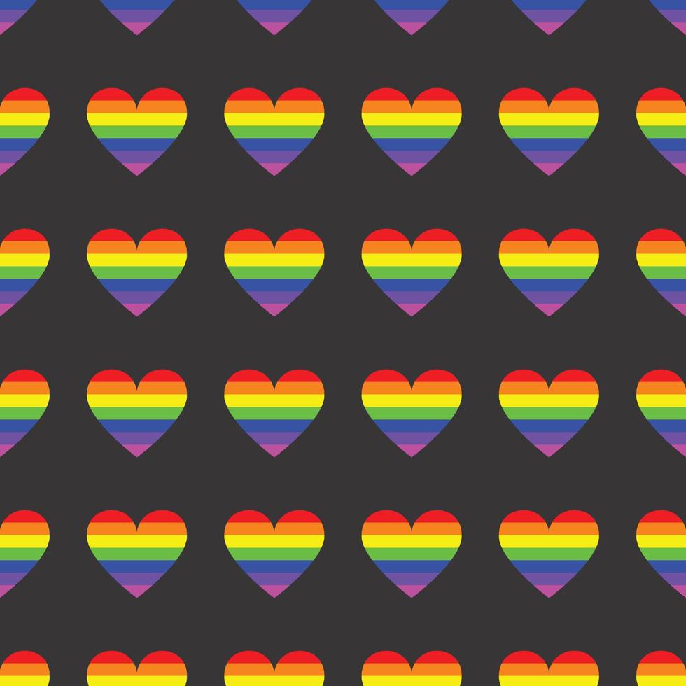rainbow hearts seamless pattern vector background