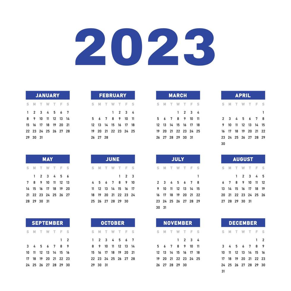 blue 2023 calendar vector design