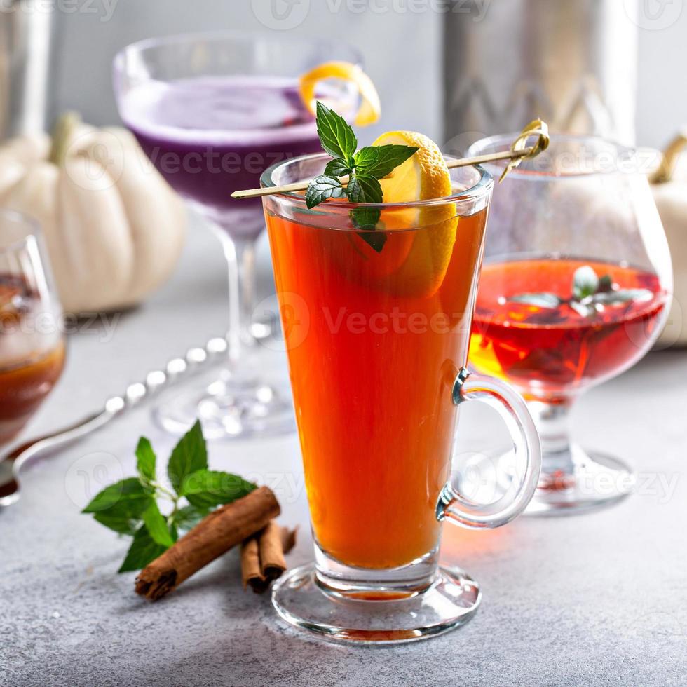 Variety of holiday cocktails made for Thanksgiving party photo