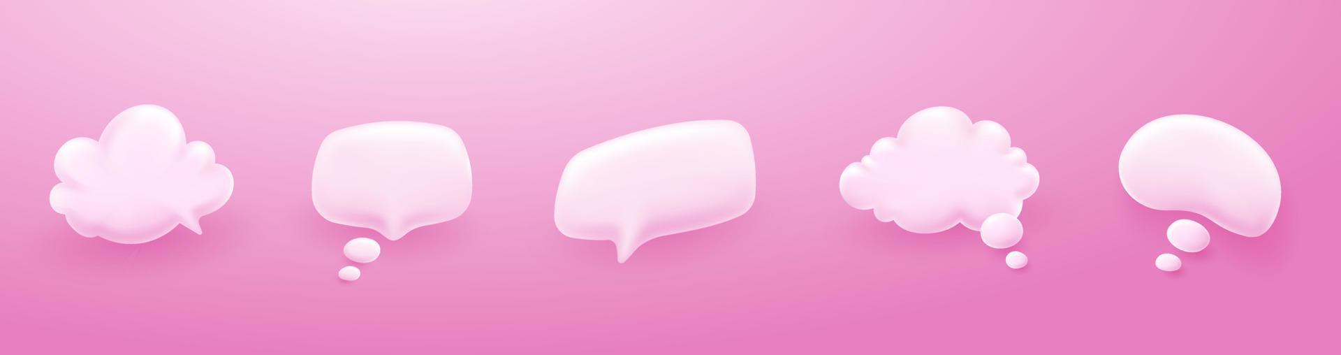 3d white speech bubble chat icon collection vector