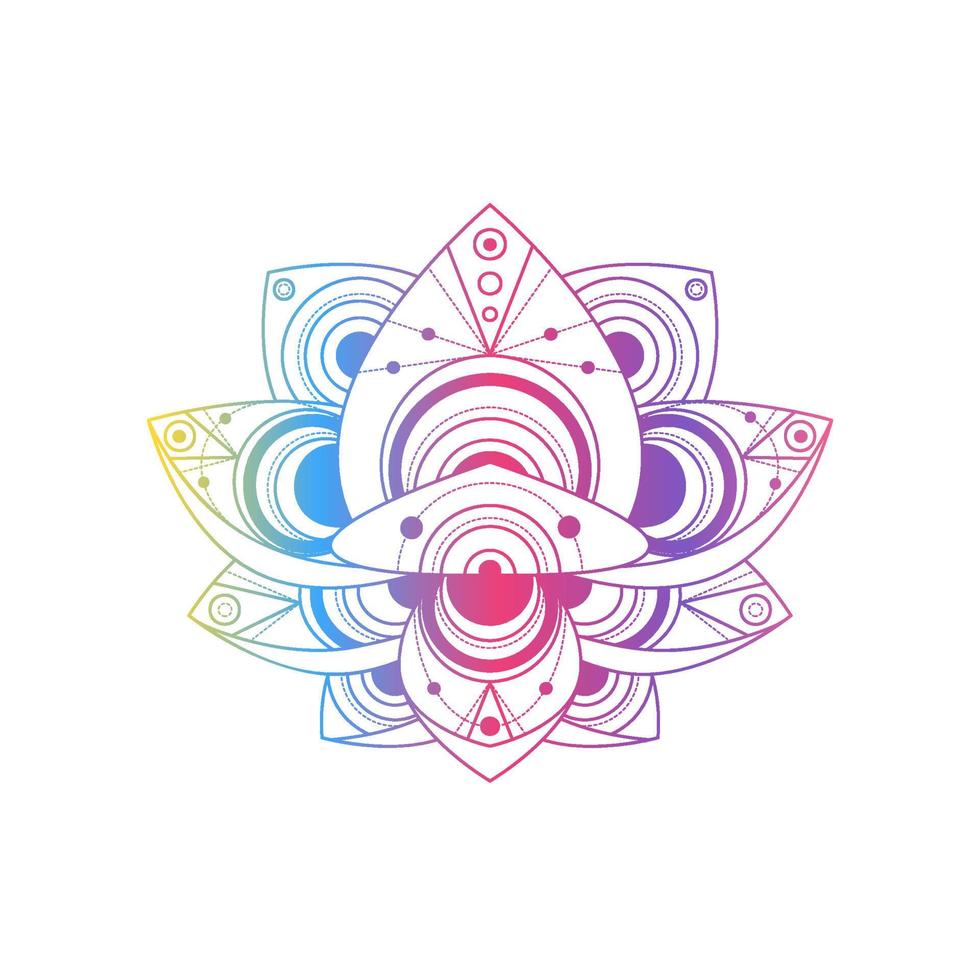 Lotus flower with geometric pattern vector linear illustration