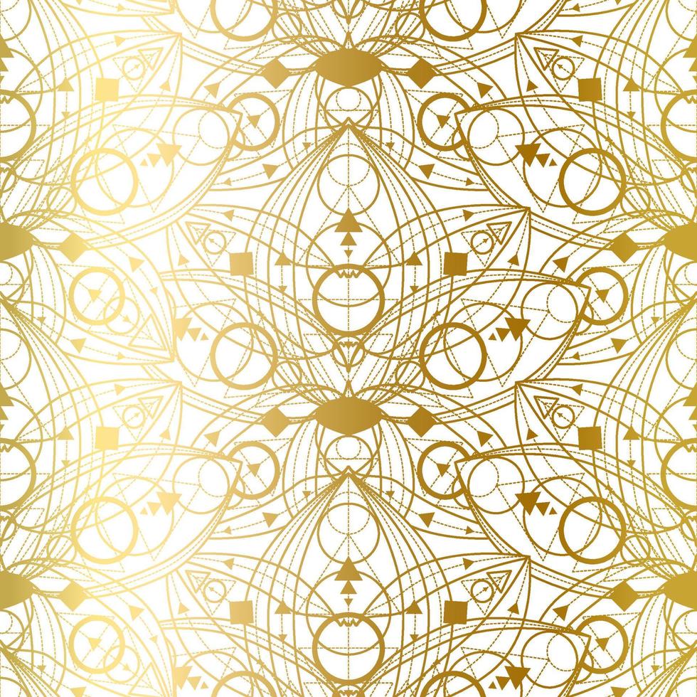 Seamless Pattern with Natural Golden Lotus Art vector